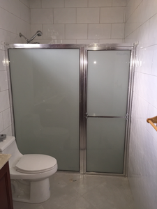 FRAMED SHOWER DOOR WITH FIXED PANEL - (Supply & Install)