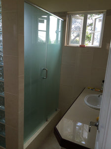 FRAMELESS TEMPERED GLASS DOOR WITH FIXED PANEL - (Supply & Install)