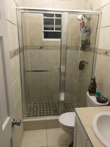 FRAMED SHOWER DOOR WITH FIXED PANEL - (Supply & Install)